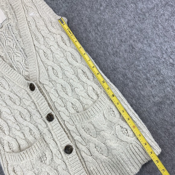 Abercrombie & Fitch Beige WOOL & ALPACA BLEND Sweater Vest Cable Knit - Size L - Picture 11 of 12